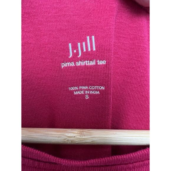 J. Jill Shirttail Tee Shirt Women's Small 100% Pima Cotton Hot Pink Short Sleeve - Picture 3 of 7